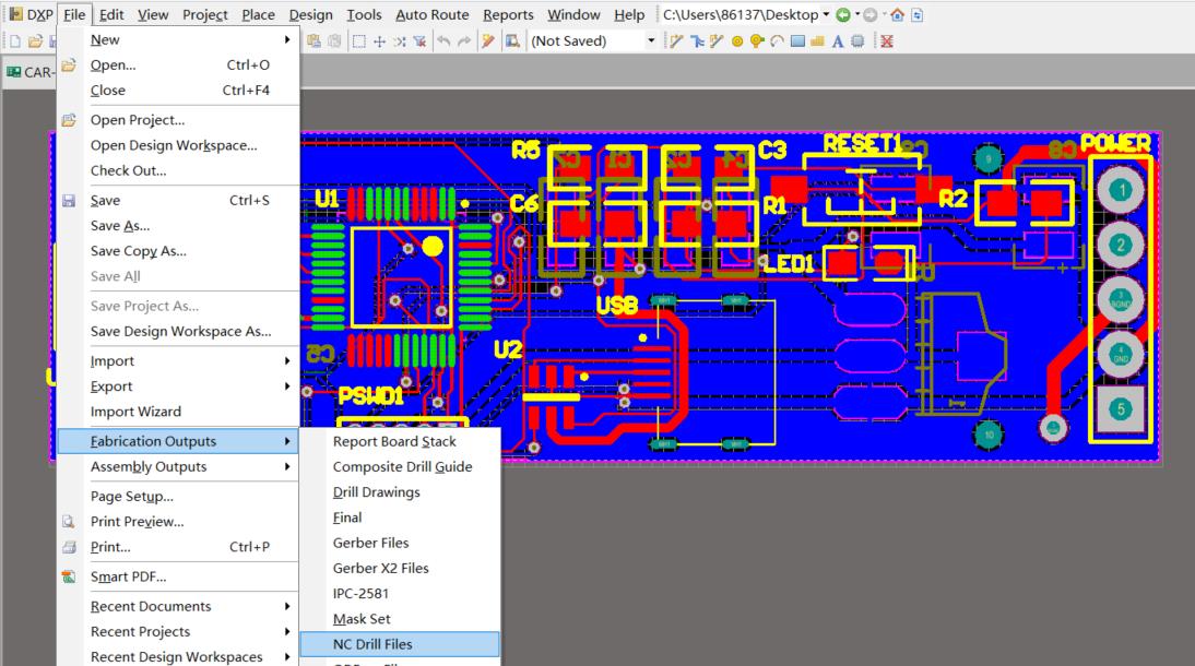 Hình 1. Xuất file gerber và lỗ khoan NC Drill trên phần mềm altium.